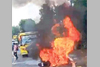 Kundapur: Bike catches fire after collision with bus; rider killed